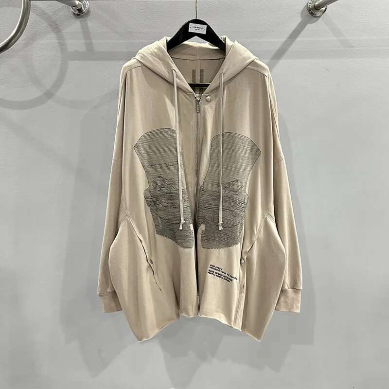 HKSH Men's Tide Dark RO Style Autumn Winter New Gothic Portrait Embroidery Hooded Cardigan Zipper Hoodie Chic Cotton Coat HK2362