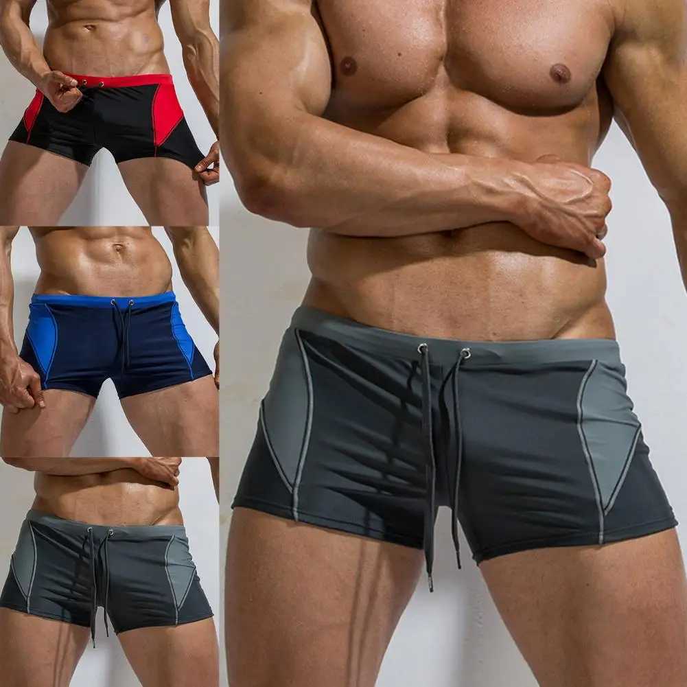 Beach Shorts Quick Dry Slim Nylon Briefs Stitching Color Boxers Men Swim Trunks Swimwear For Surfing Beach Shorts Beach Pants M250218
