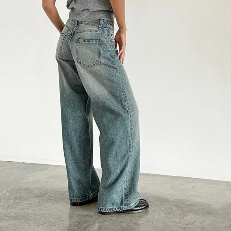 Maemukilabe Women Y2K Aesthetic Low Rise Baggy Jeans Loose Fit friend Straight Wide Leg Denim Pants Trendy Stretch Trousers 250217