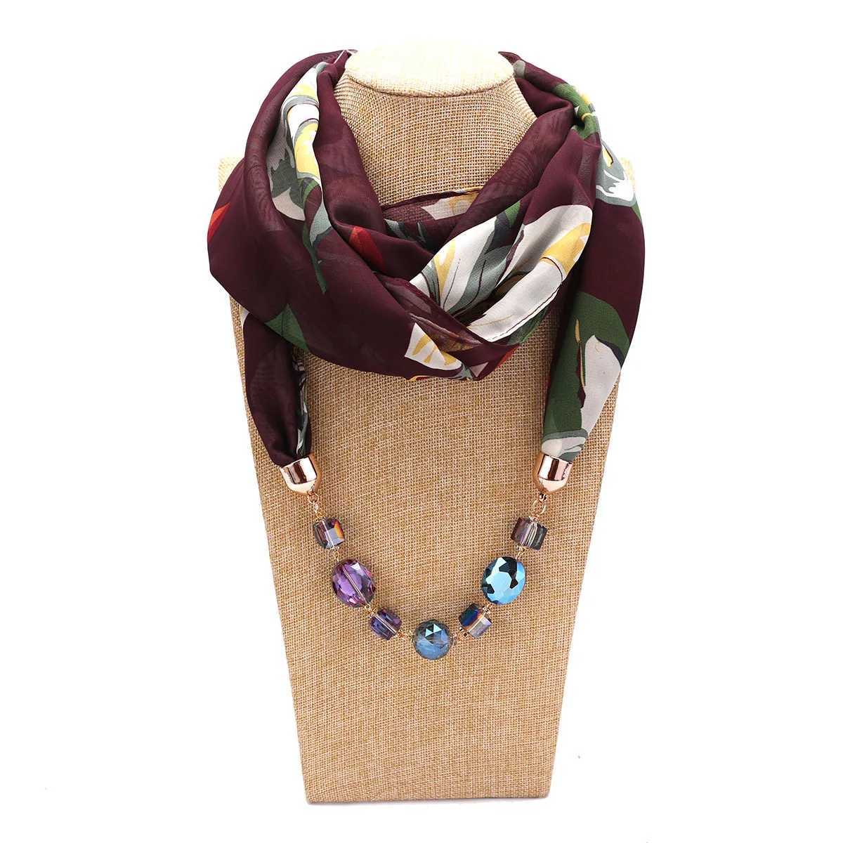 Womens fashion jewelry pendant necklace scarf womens chiffon shawl and Wrs womens fountain Muslim Wr headscarf W250218