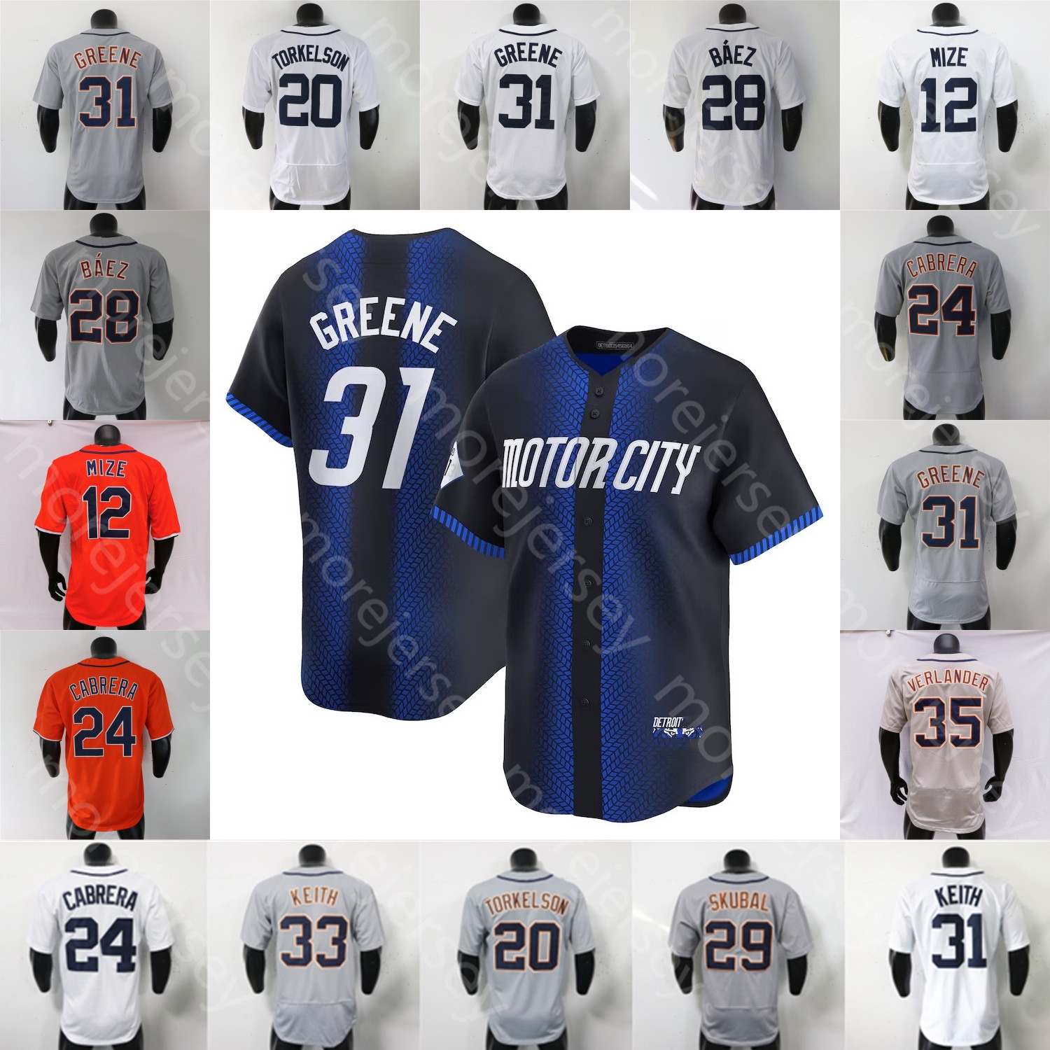 Baseball Jersey Jackson Jobe Max Clark Spencer Torkelson Tarik Skubal Javier Baez Miguel Cabrera Riley Greene Torres Keith Maeda Mize Meadows Rogers Jung Malloy