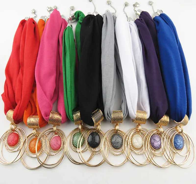 Classic Ladies Pendant Necklace Ring Scarf Making Diy Scarf Size 60cm*40cm Solid Simple Women Scarves Accories Wholesale W250218