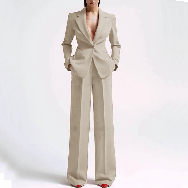 Formal Women Suits Office Slim Fit Ladies 2 Pcs Set Blazer Lady Business Work Wear Party Dress Trouser With Pocket 250206