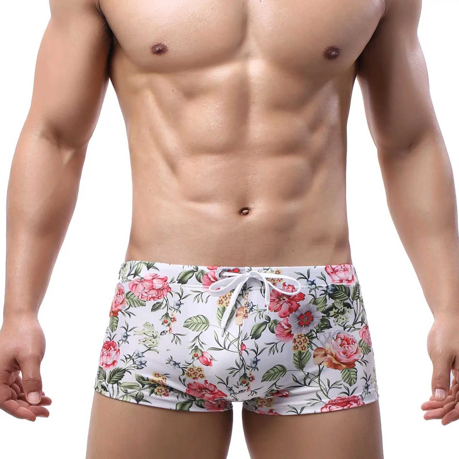 Mens Drawstring Swimwear Style Sexy Quick Dry Summer Swimming Trunks Beachwear Bathing Shorts M250218