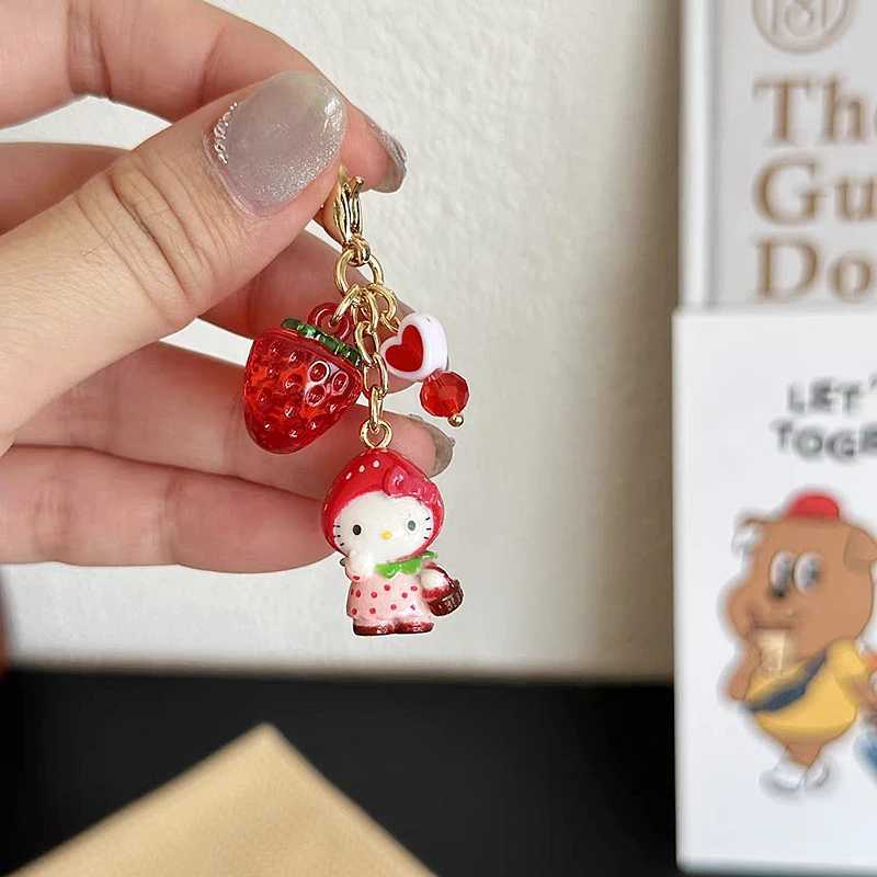 Keychains Lanyards Kawaii Anime Kitty Cat Keychain Cute Animals Toys Doll Pendant Keyring Key Buckle Backpack Charm Ornament Accessories Girls Gift H2