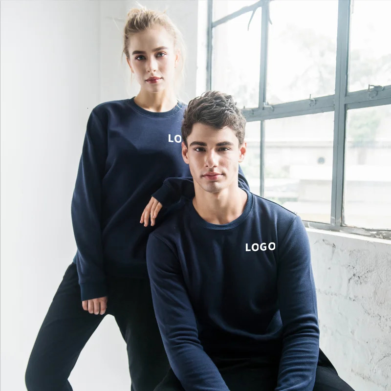 Customized 100% cotton sweatshirt with free image printing round neck hoodie autumn and winter unisex team work clothes 250214