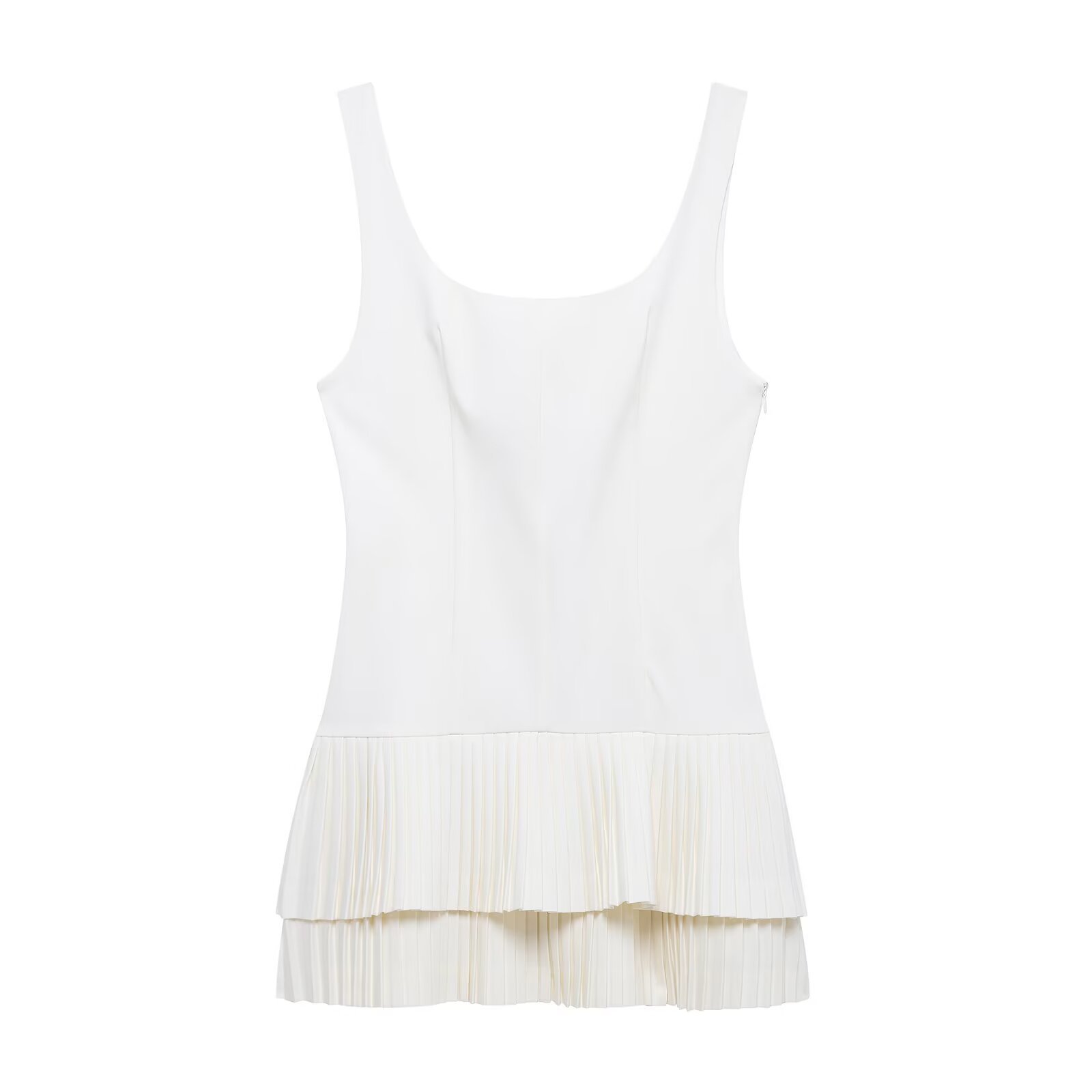 U9290 Women's jumpsuit dress 2025 spring backless sleeveless pleated double hem slim mini skirt