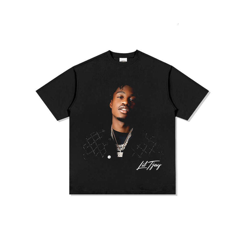 American hip-hop Tjay Lil Jay printed short sleeved T-shirt vintage loose