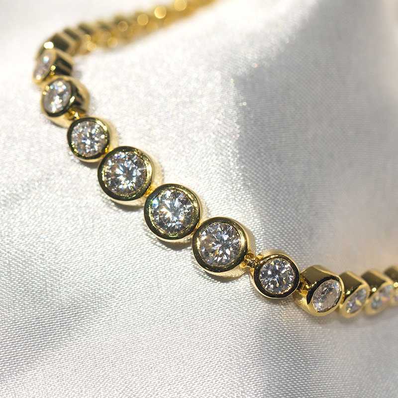 Women Jewelry Nail Set 10K 14K 18K Solid Gold Adjustable VVS Moissanite Tennis Bracelet