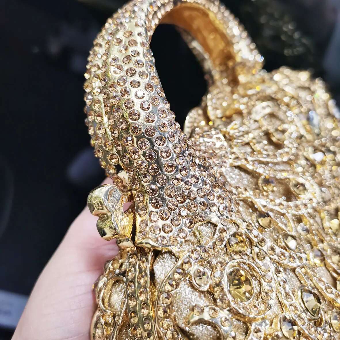 KHNMEET Fashion Rose Gold Mini Tote Handbags Box Crystal Evening Women Clutch Bags Champange Wedding Purse SM94