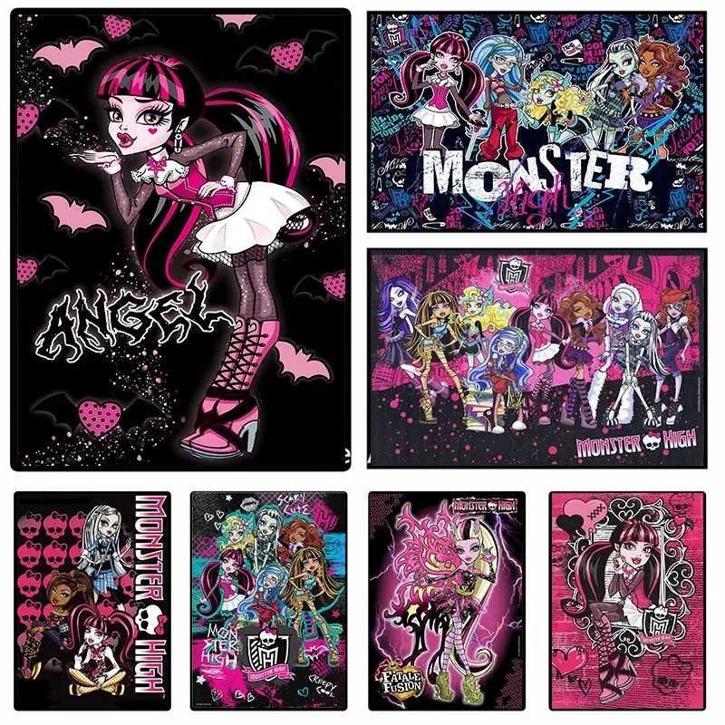 Cartoon Monster High Poster and Printed Anime Wall Art Canvas Painting Scene Ro He Decorates Gift Cuadros Y250218