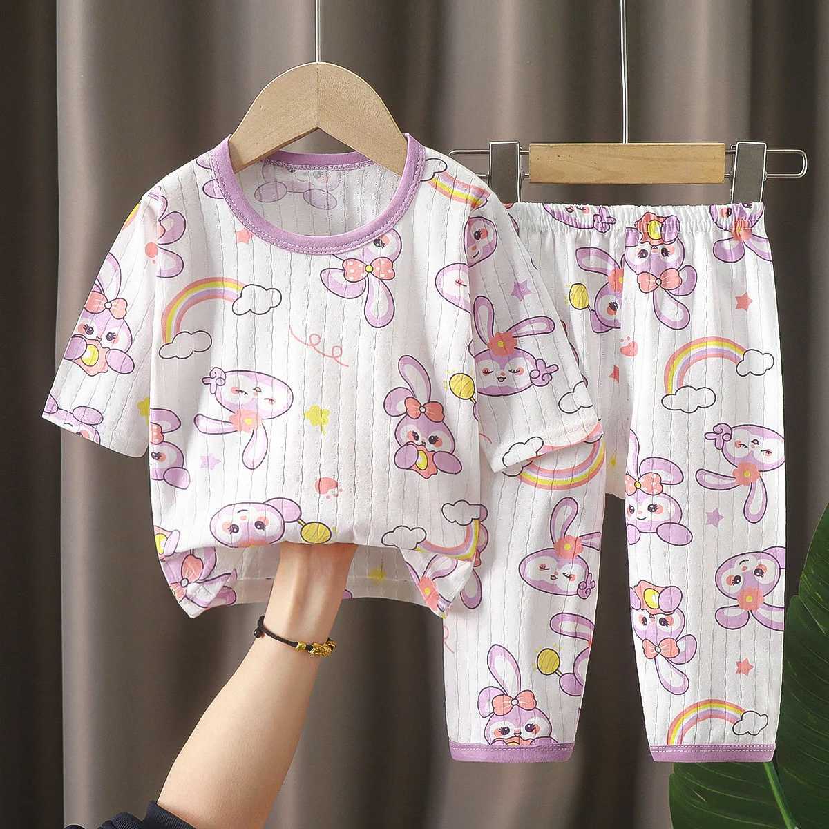 Kids Clothes Three Quarter Sleeve Home Cotton Sleepwear Childrens Clothing Boy Girl Autumn Winter Tops Pants SuitsChildrenSets W250218
