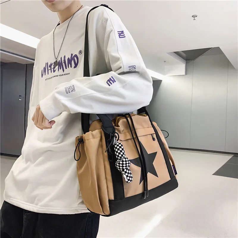 Pentagram Prints Nylon Fabric Crossbody Bags For Women Splash-proof Unisex Handbag Big Capacity Shopper Shoulder Bucket Bag 250213