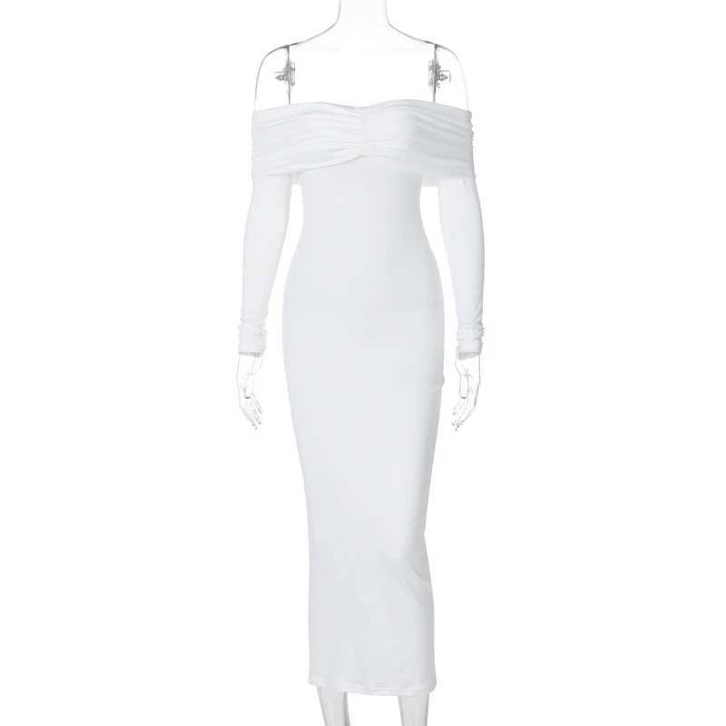 Basic Casual Dresses Lygens Off The Shoulder Ruched Elegant WomenS Dresses Evening WomenS Dresses Winter Party Vacation Birthday Fashion Clothing H252