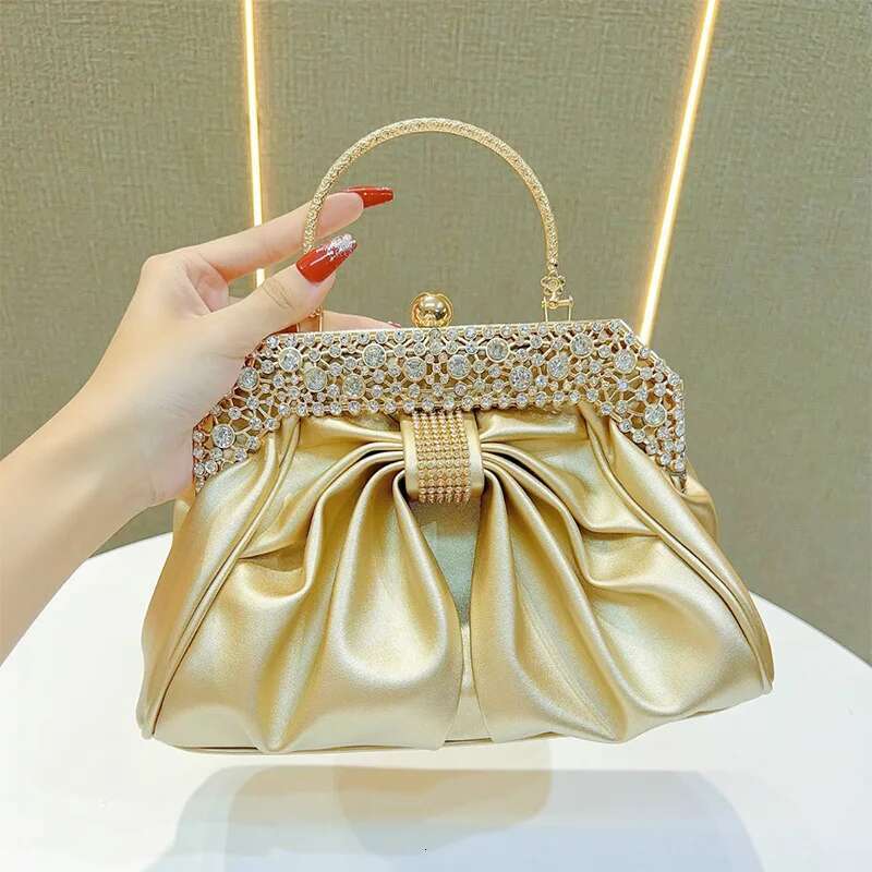 Dia Bow Banquet High-end Brand Ladies Shell Dumpg New Gold Chain Party Shoulder Elegant Crossbody Bag
