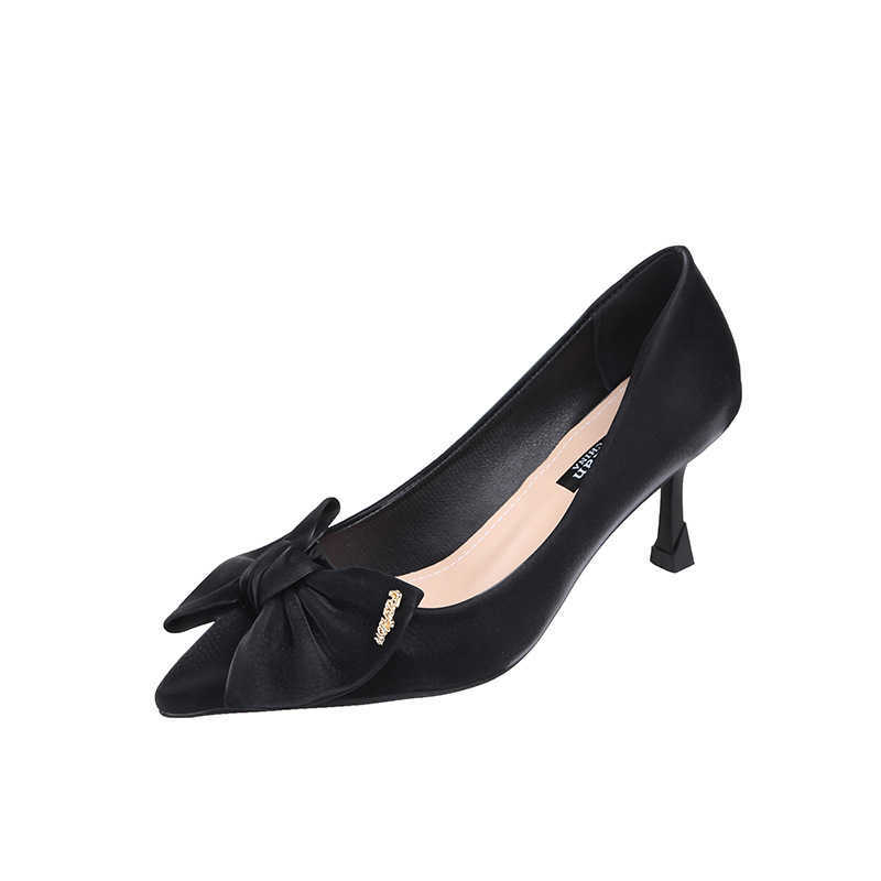 red soles, sandals, slippers, single shoes, formal shoes Spring/Summer Sweet Bow Thin Heels Shallow Mouth Pointed Fashion
