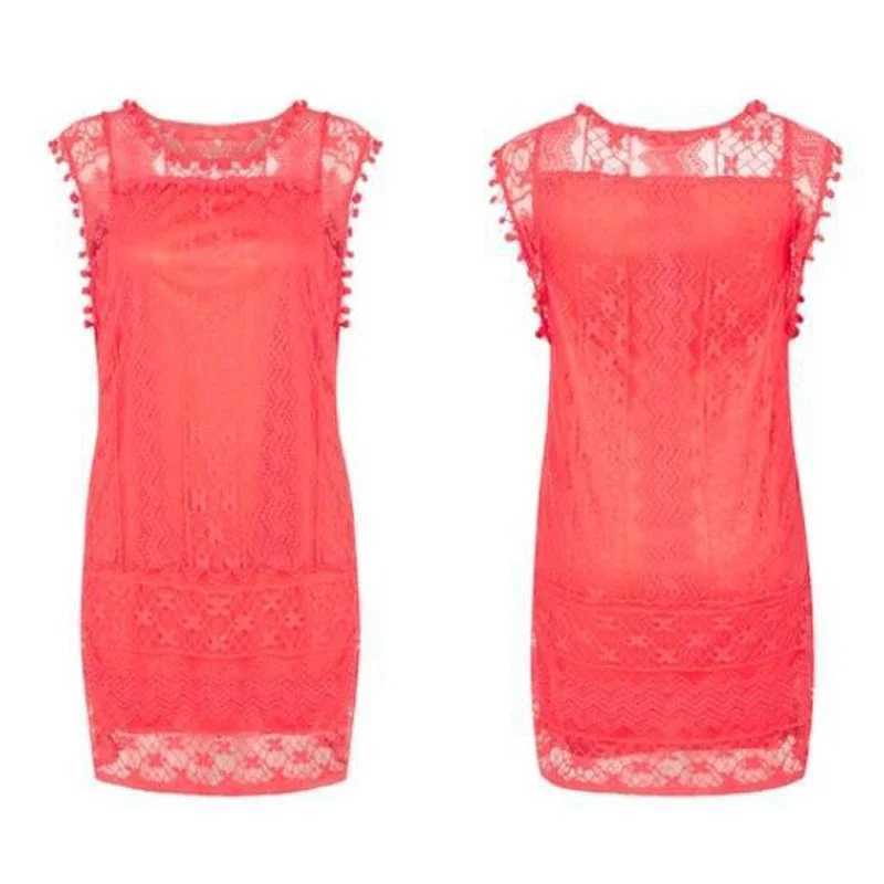 Basic Casual Dresses Summer White Women Dress 2024 Casual Slveless Beach Short Dress Female Sexy Tassel Mini Lace Dress Womens Knitted Dresses H25217