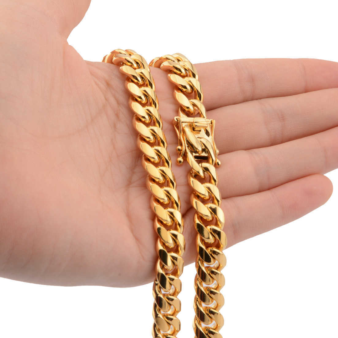 Best High Quality Saudi Thailand 18k Gold Plated Stainless Steel Men Gold Filled 20mm Gold Cuban Chains Necklace Jewelry