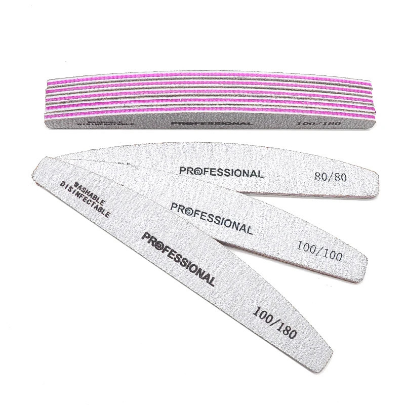 50/25 Pcs/Pack Professional Washable Nail Files 100 To 180 Half Moon Strong Sandpaper Durable File Nails Tools Manicure Supplies 250214
