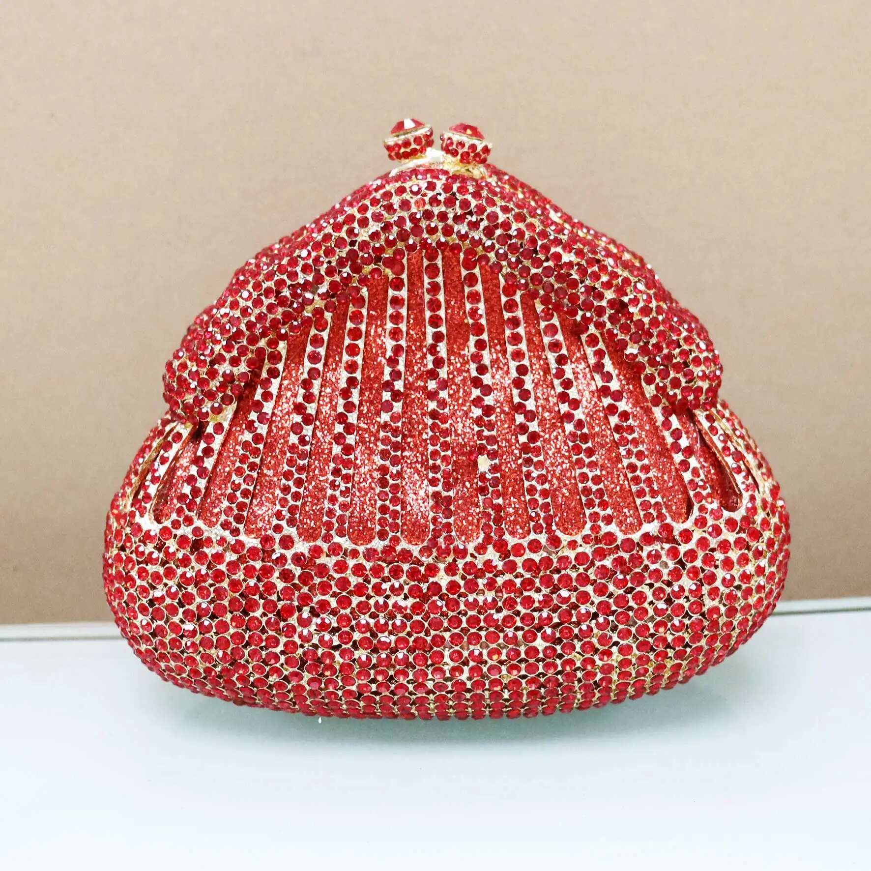 KHNMEET Purple Crystal Clutch for Women Purse Wedding Bridal Gourd Box Evening Bags sm205