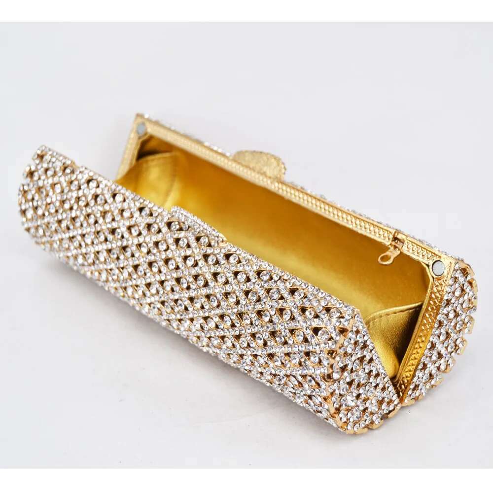 Golden Cydrical Crystal Purse Clutch Bags Prom purse Sier sparkly diamante banquet Bride Wedding Party bag SC484