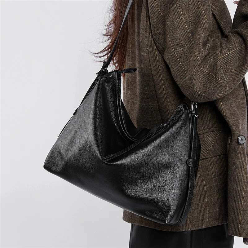 Hifashion Cowhide Genuine Leather Hobo Shoulder Bags For Women 2025 Vintage Designer Large Capacity Messenger Ladies Handbags