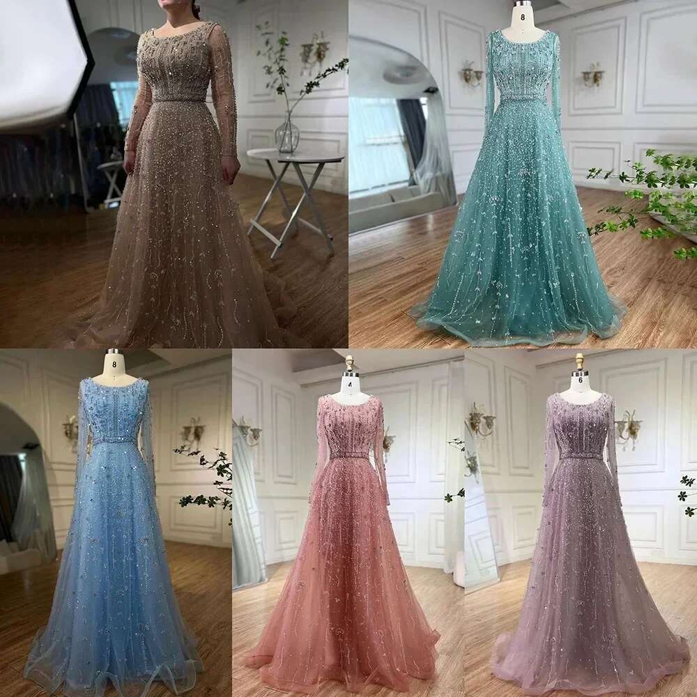 Arabic Dubai Designer Nude A E Beaded Evening Dresses Gowns Customize Party dresses