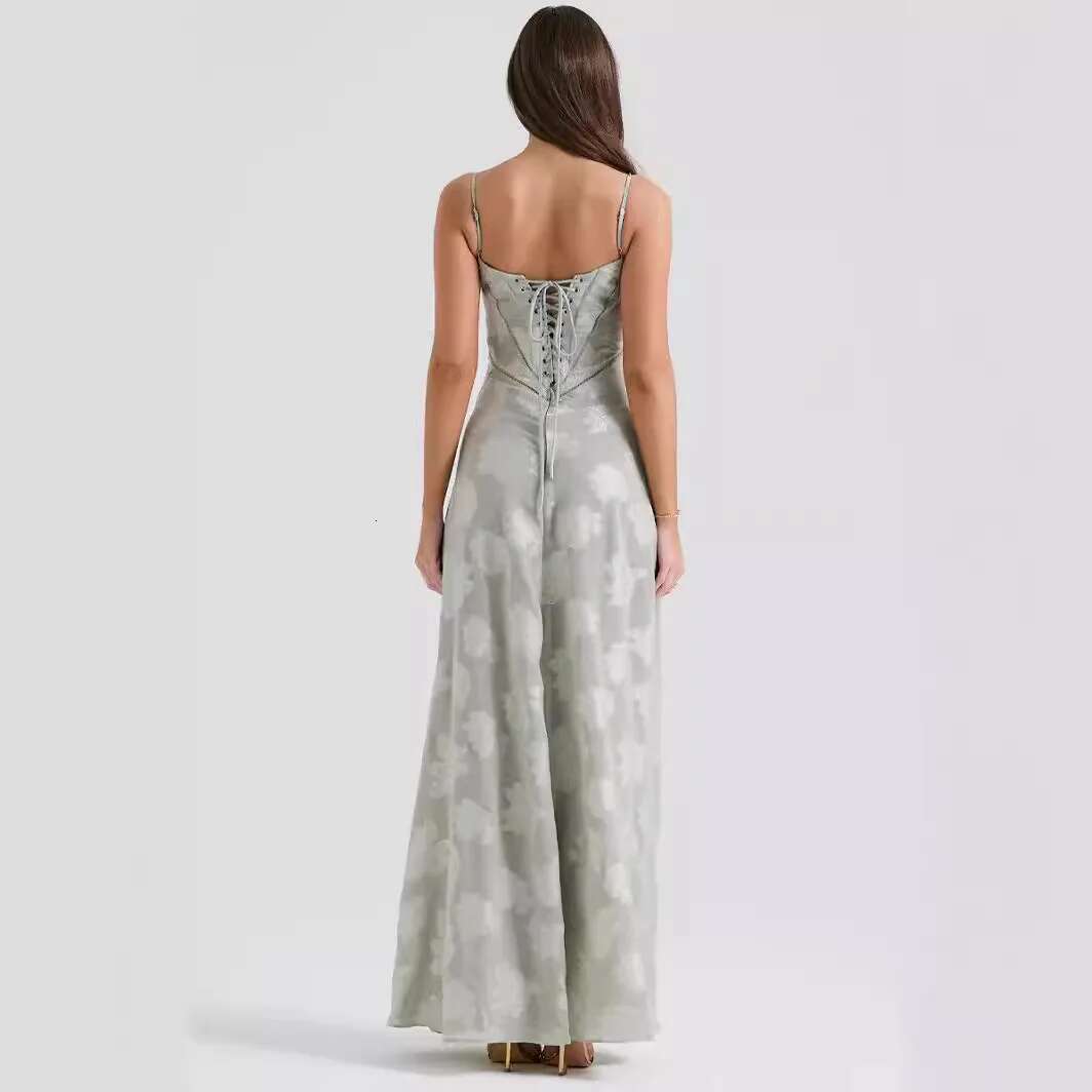 Women's Summer Casual W Ral Sweet Sleeveless Dress Ruffle Square Neck Long Dresses