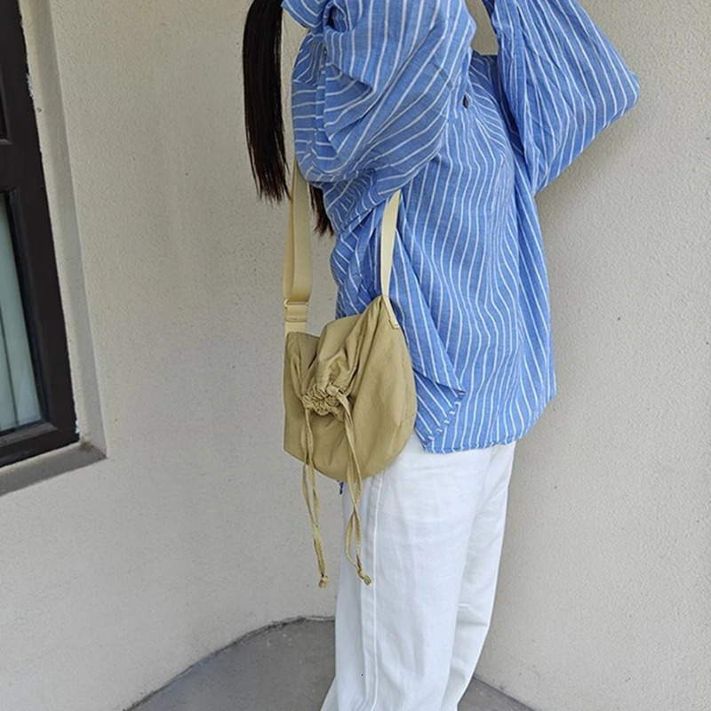 Stylish Large Capacity Crossbody Purse Practical Drawstring Nylon Shoulder Bag Satchel For Womens Daily Use And Travel 250213