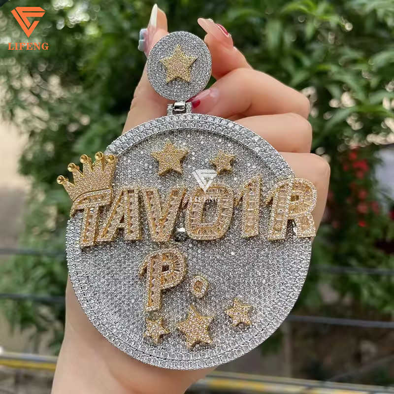 Lifeng Jewelry S925 Silver Iced Out Pendant Custom Name 925 Sterling Solid Gold Moissanite Pass Diamond Tester Letters Charm
