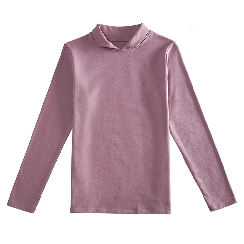 Rose red long sleeved tshirt womens autumn and winter item plus size casual fashion polo shirt with a collar top 250214