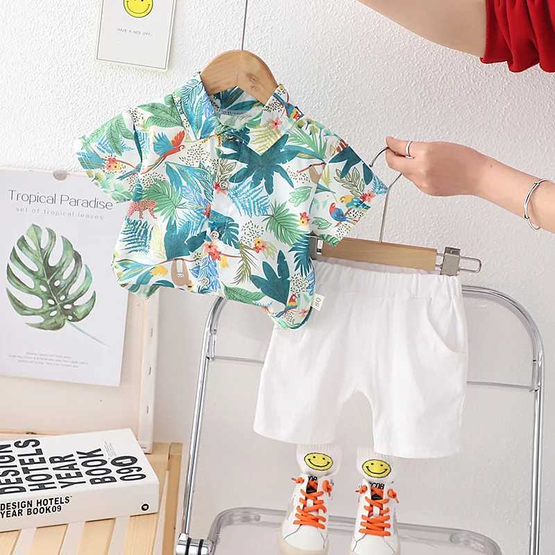 New summer boys clothing set childrens clothing fashionable childrens shirts 2-piece/set baby casual clothing childrens track and field clothing W2502