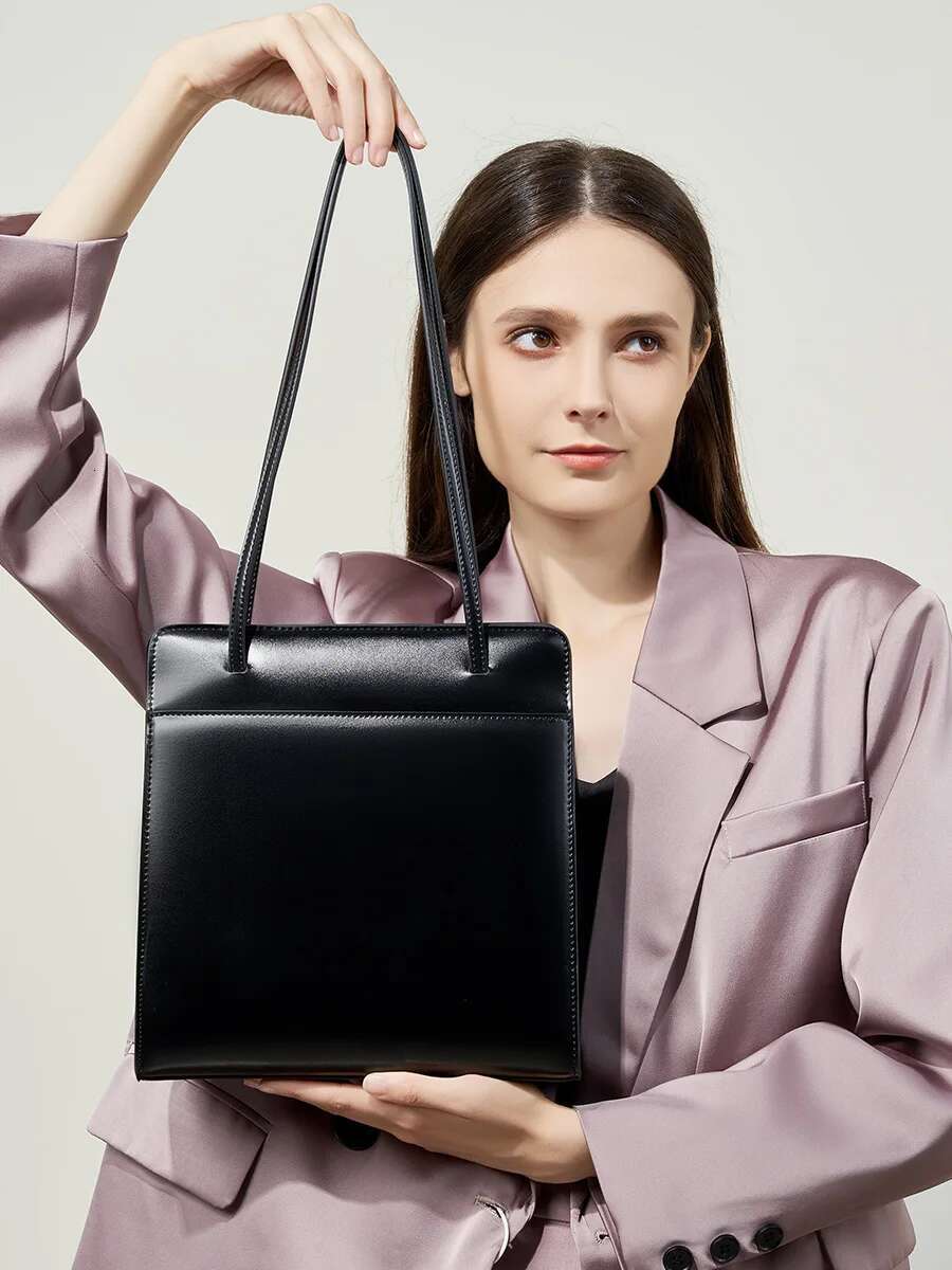 YANATARI Genuine Leather Large Shoulder Tote Bag Ladies Minimalism Red 2024 Large Capacity Handbag Woman