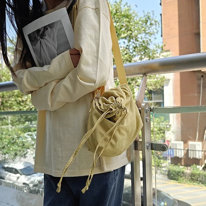 Stylish Large Capacity Crossbody Purse Practical Drawstring Nylon Shoulder Bag Satchel For Womens Daily Use And Travel 250213