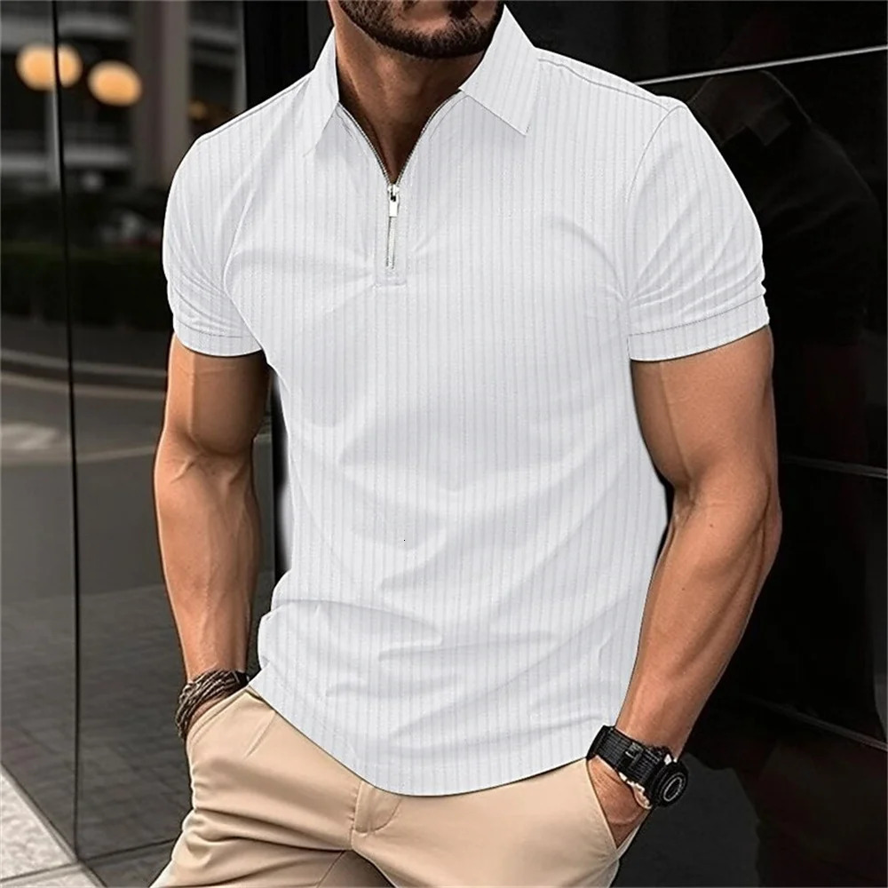 Polo Stripe Printed Mens TShirt Clothing Summer Short Sleeve Fashion Casual Polot Shirt Oversized Lapel Street Golf Tops 250213