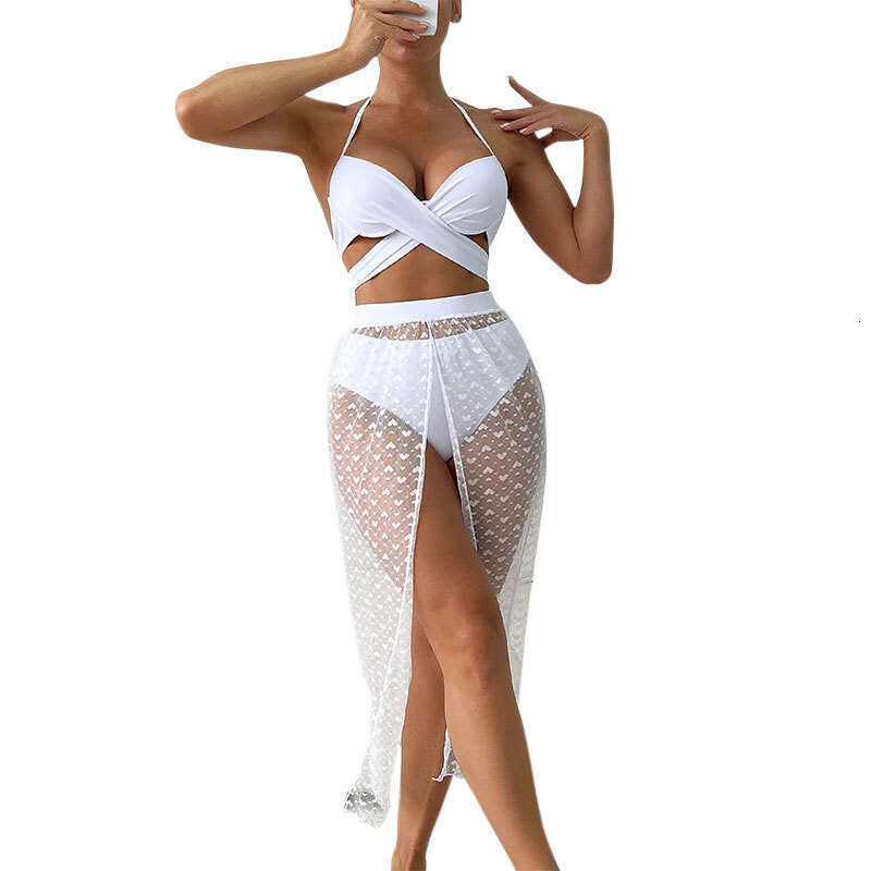 2025 New Solid Color Sexy Mesh Skirt Three Piece Set Women's Bikini Beach Swimsuit Bathing Suits Designer Bikini Swimwear Designer Swimwear New P