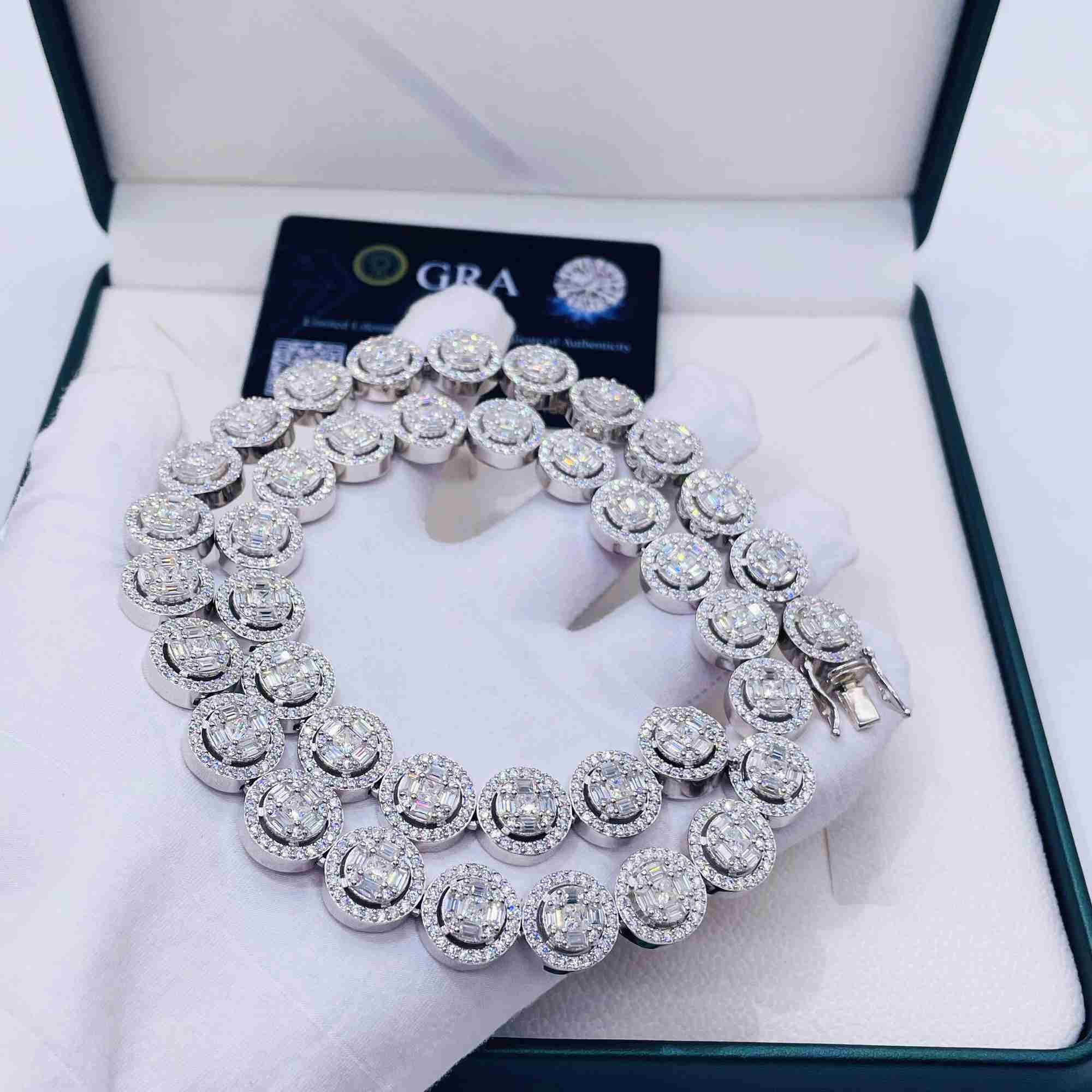 Trendy Moissanite Jewelry 13mm 925 Sterling Silver Baguette vvs Diamond chain Iced Out Cuban Link necklace