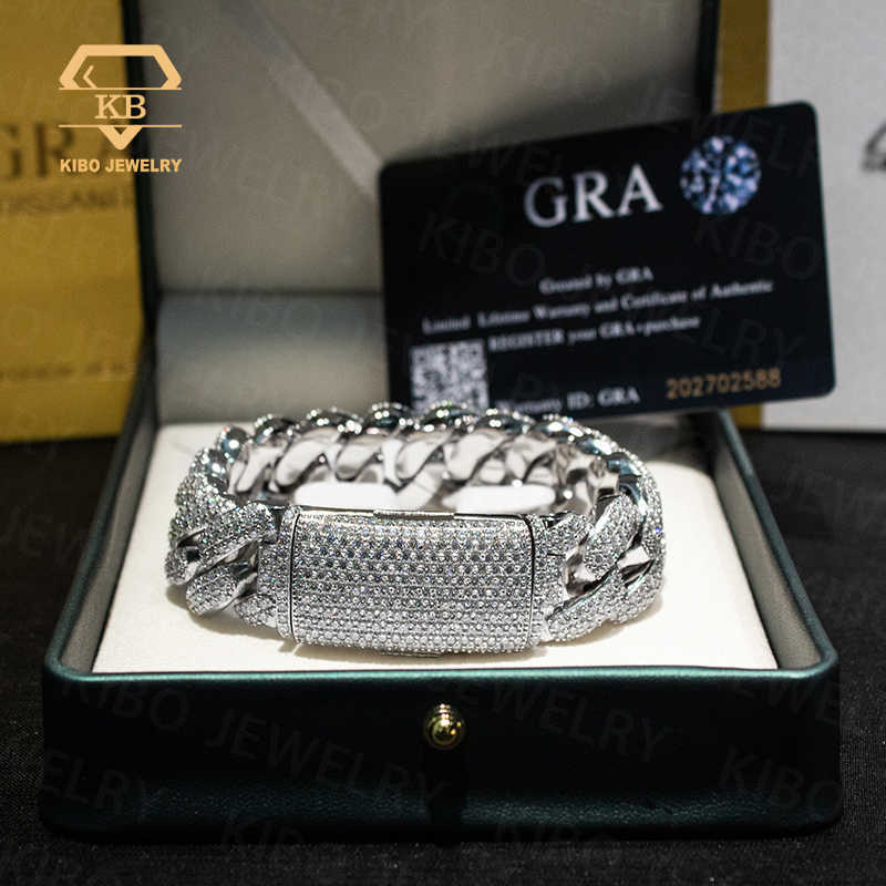 Pass Diamond Tester S925 Silver Vvs Moissanite Diamond Iced out Cuban Link Chain Men Hip Hop Cuban Bracelet