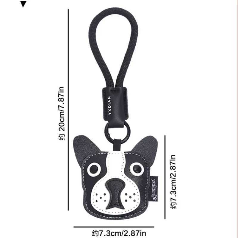 Keychains Lanyards 1 piece of Kawaii PU leather black brown small dog keychain charm 3D animal pendant for DIY jewelry making keychains H250217