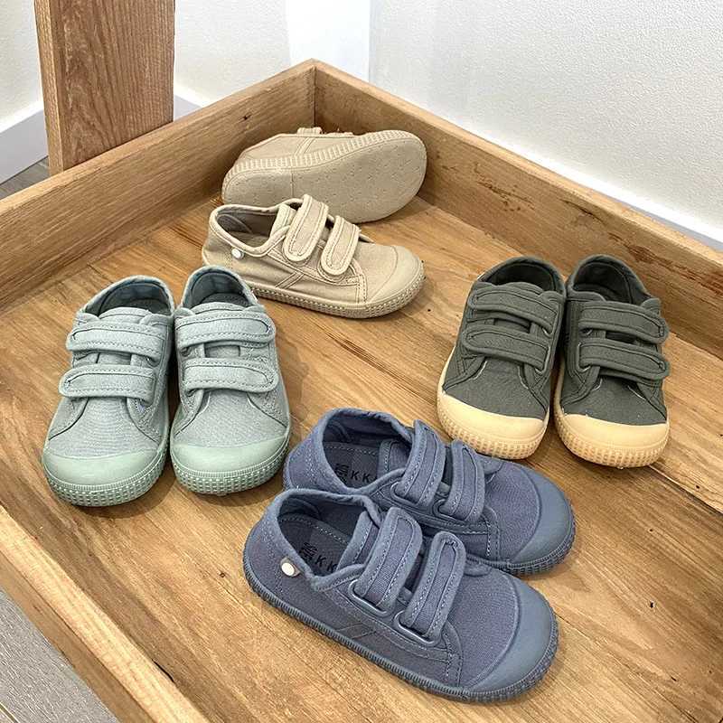 Unisex 2023 New All-match Child Girl Sneakers Flat Heel Children Shoes for Kids Boys Pupils Button Canvas Baby Shoes Kids Z250217
