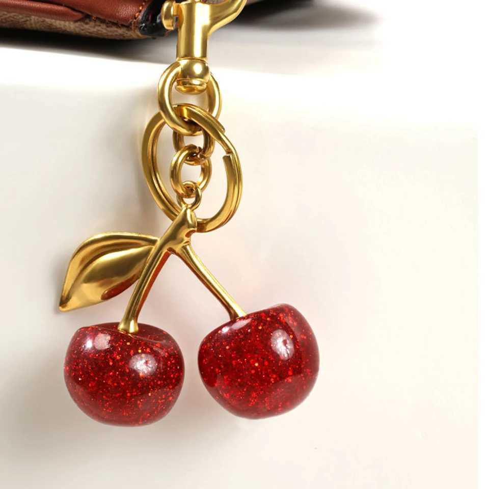 Keychains Lanyards Bag Parts Accessories ZAKOL Fashion Red Cherry Keychain Summer Fruits Cherries Pendant Keyring For Women Men Jewelry Gift H250217