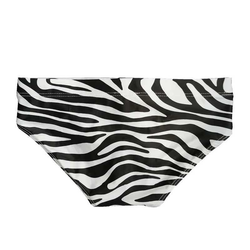 Mens Speedos Zebra Pattern Low Waist Sexy Drip Cup Tie Rope Quick Drying Speedos Beach Pants M250218