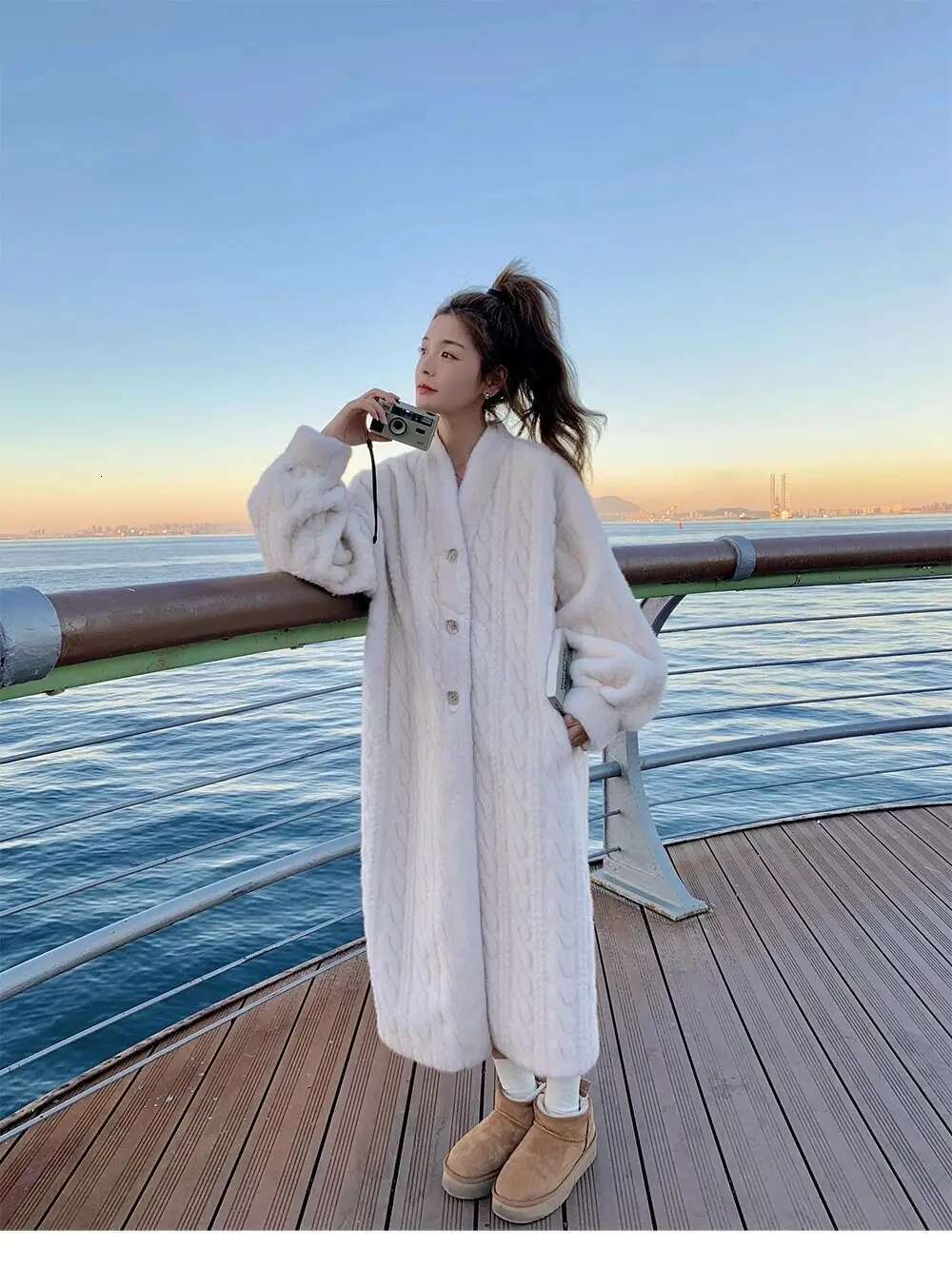 Artificial Fur Long Autumn And Winter 2024 New Fur Mink Plush Twist Coat Long One-Piece Cardigan Women