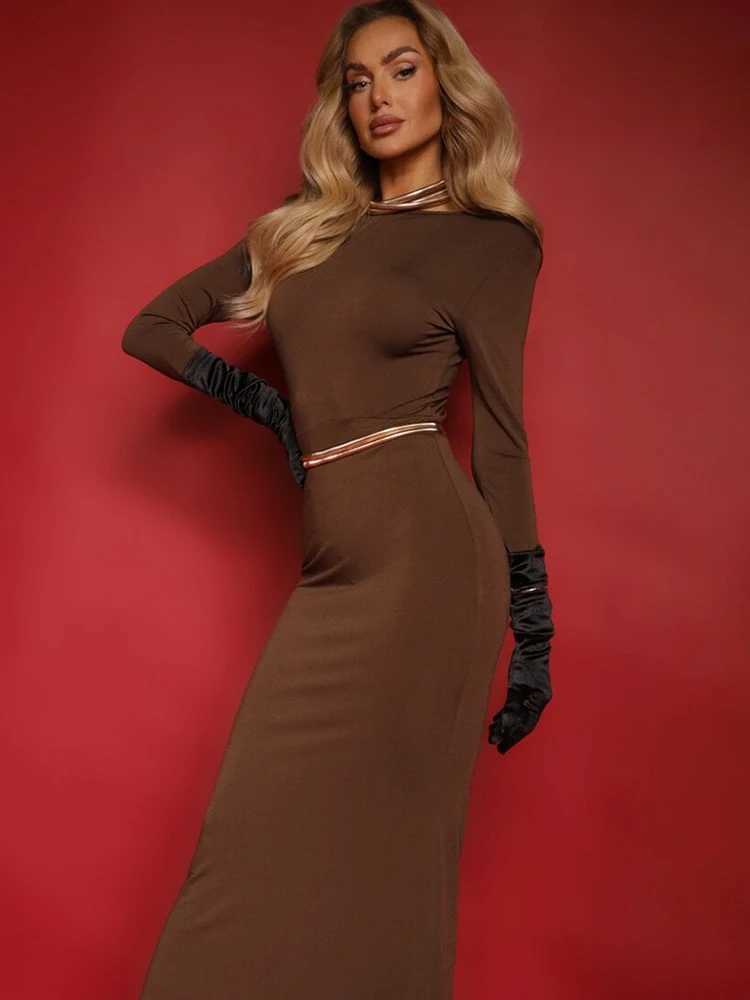 Basic Casual Dresses Fantoye Elegant Dp V-neck Butterfly Women Maxi Dress Black Long Slve Evening Dress Female Winter Slim Fashion Party Clubwear H252