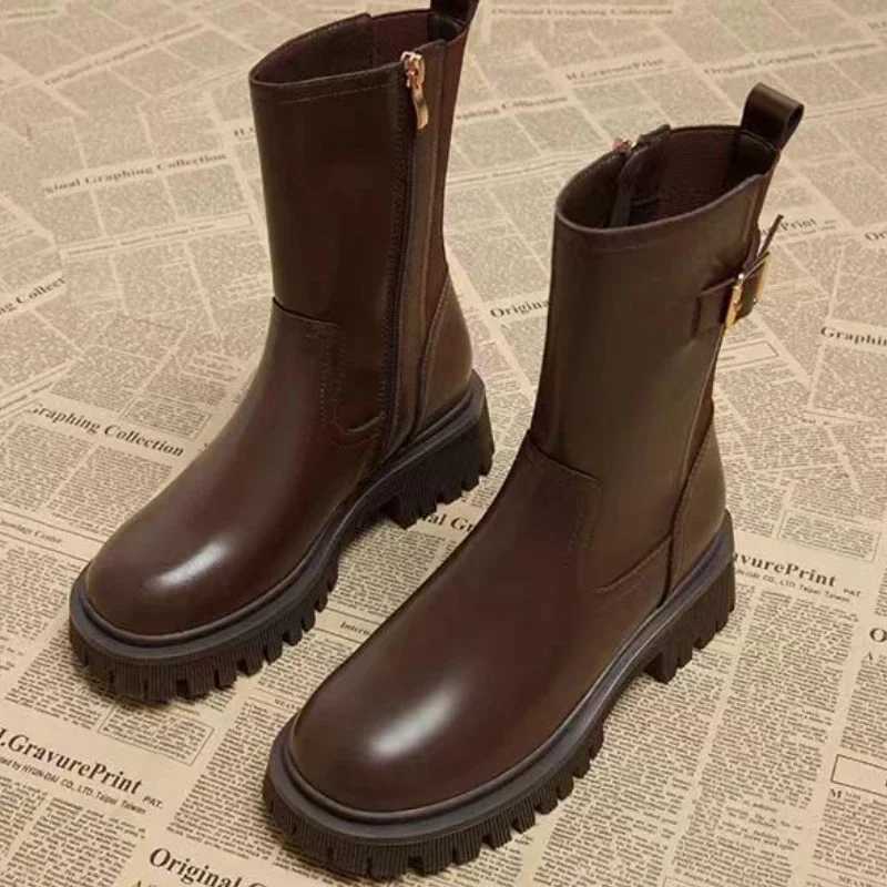 Women Ankle Boots Thick Heels Mature Fi Ccise Genuine Leather Shoes Woman Working Outdoor Casual New Luxury Brand WomanXJ250217