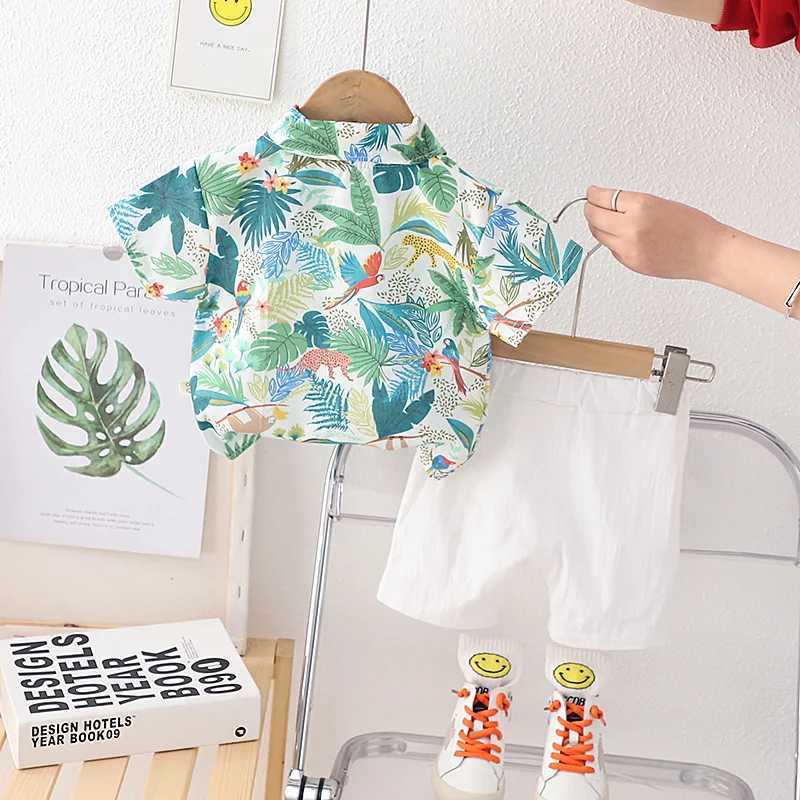 New summer boys clothing set childrens clothing fashionable childrens shirts 2-piece/set baby casual clothing childrens track and field clothing W2502