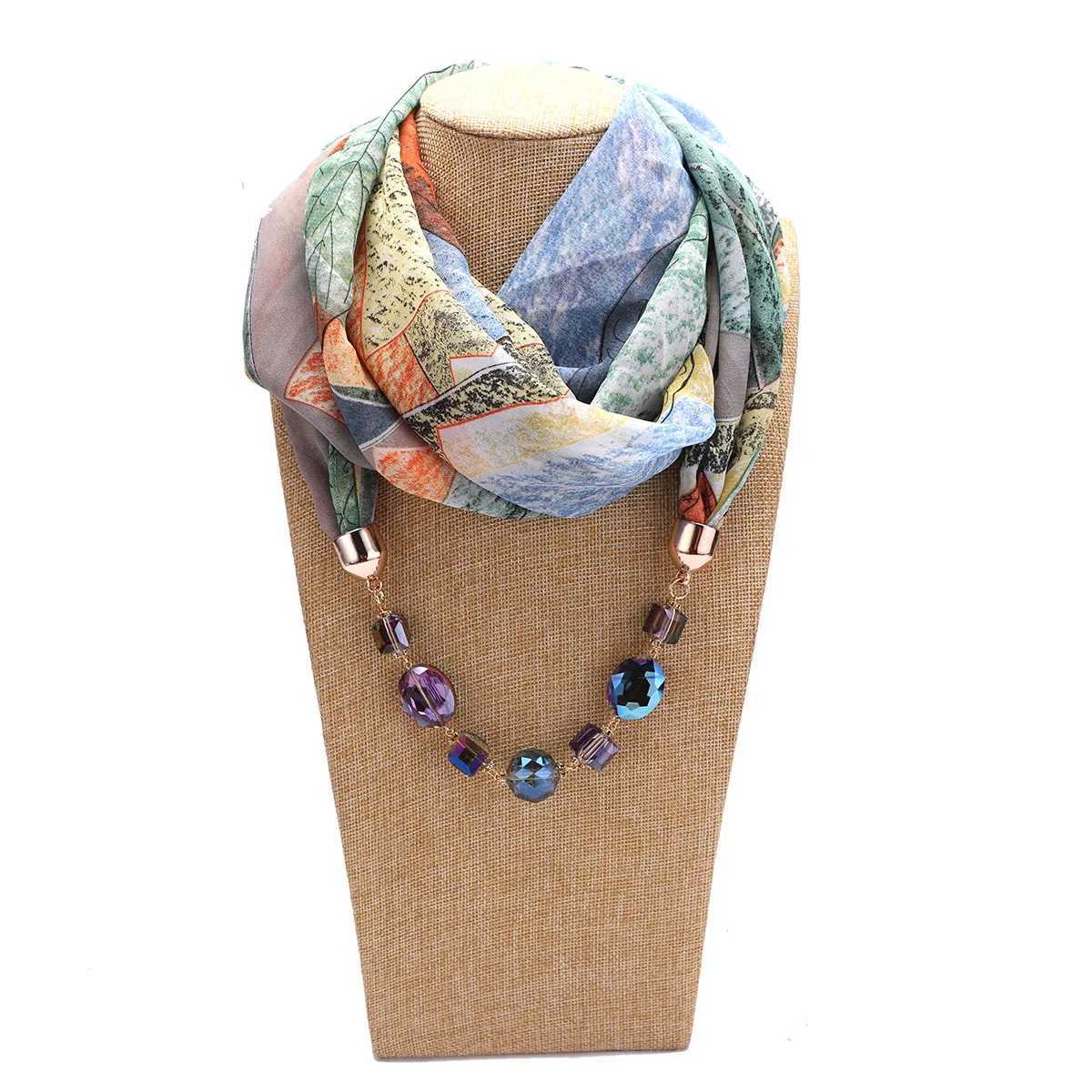 Womens fashion jewelry pendant necklace scarf womens chiffon shawl and Wrs womens fountain Muslim Wr headscarf W250218