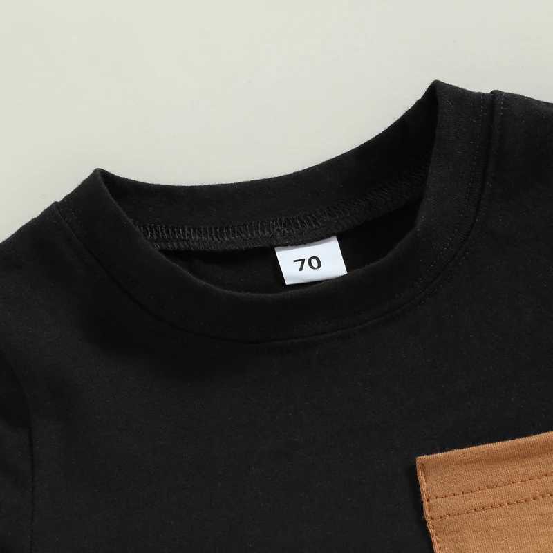 2023-02-01 Lioritin 0-3Years Toddler Boys 2Pcs Summer Outfit Sets Short Sleeve Contrast Color Tops Solid Drstring Shorts W250218