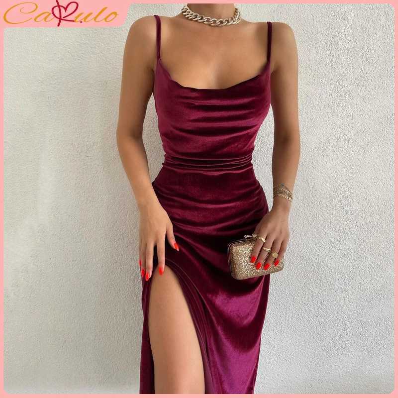 Basic Casual Dresses Women 2024 Autumn Winter Elegant Party Club Evening Velvet Strtwear Bodycon Midi Dress Wholesale Items For Business H25217 UYU5