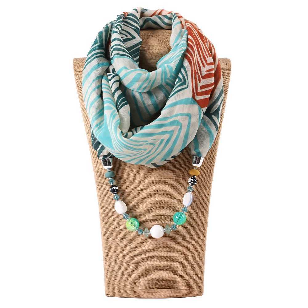 Chiffon Scarf Necklace Jewelry Bufanda Mujer Statement Necklace Pendant Scarf Women Boho Neckerchief Foulard Femme Accories W250218